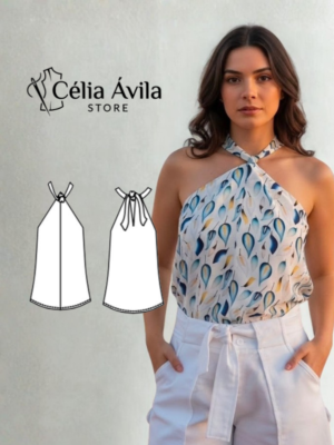 Molde Digital: Blusa Lara com Decote V Invertido