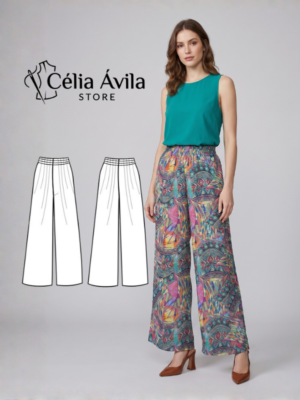 Molde Digital: Calça Pantalona com Elástico