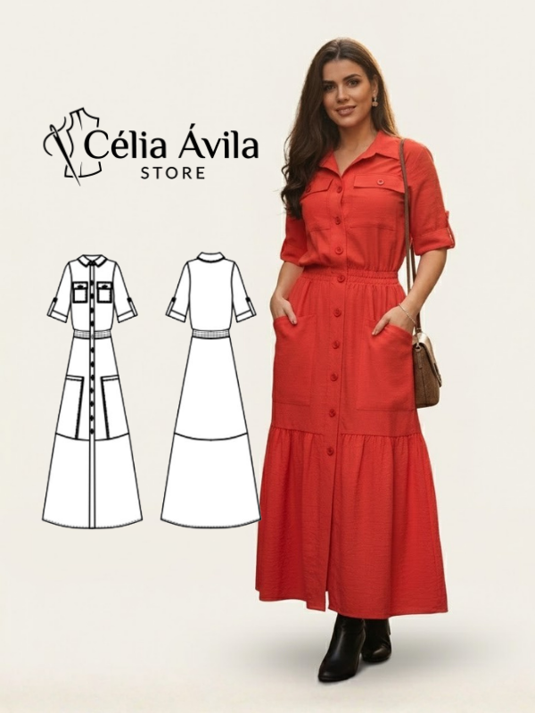 Molde Digital: Chemise Adriana