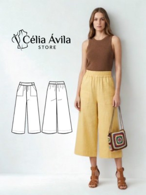 Molde Digital: Pantacourt com Elástico e Bolso Chapado