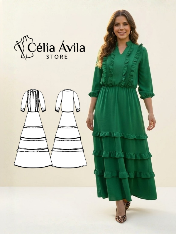 Molde Digital: Vestido Angela