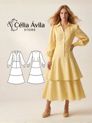 Molde Digital: Vestido Chemise com Babado Duplo