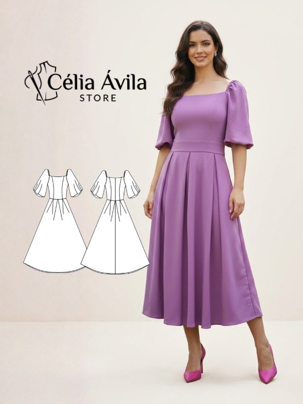 Molde Digital: Vestido Dália