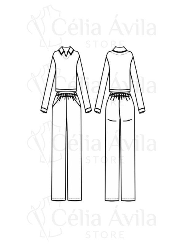 Molde Digital: Conjunto Moletom Branco - Imagem 2