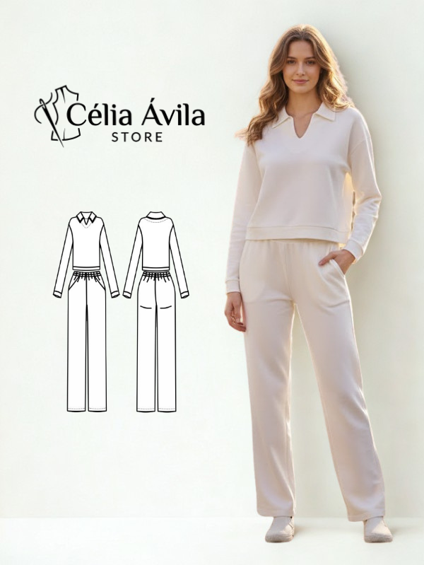 Molde Digital: Conjunto Moletom Branco