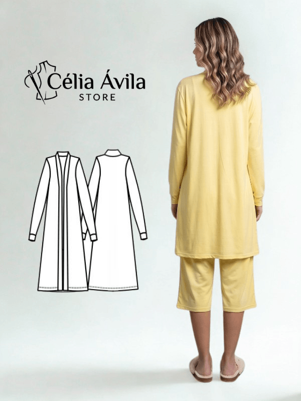 Molde Digital: Conjunto De Pijama Com Cardigan - Imagem 2