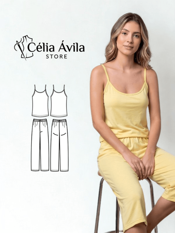 Molde Digital: Conjunto De Pijama Com Cardigan - Imagem 3
