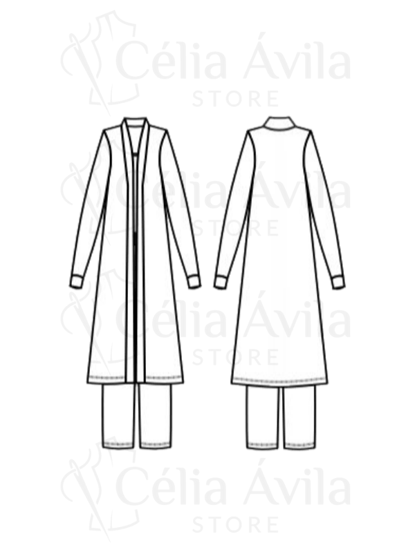 Molde Digital: Conjunto De Pijama Com Cardigan - Imagem 4