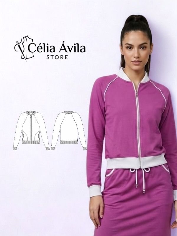 Molde Digital: Jaqueta Bomber Do Conjunto Rosa