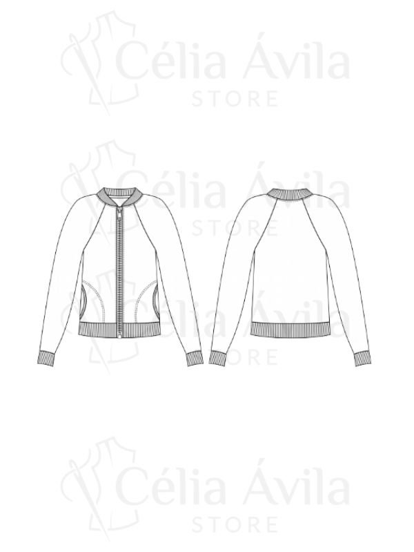 Molde Digital: Jaqueta Bomber Do Conjunto Rosa - Imagem 2
